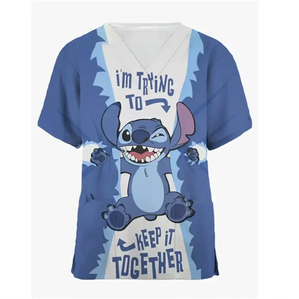 Miniso Nurse Uniform Women's Solid Color Disney Stitch Printed Top Uniform Short Sleeve Pocket Medical Female Nurse Uniform
Miniso Nurse Uniform Women's Solid Color Disney Stitch Printed Top Uniform Short Sleeve Pocket Medical Female Nurse Uniform