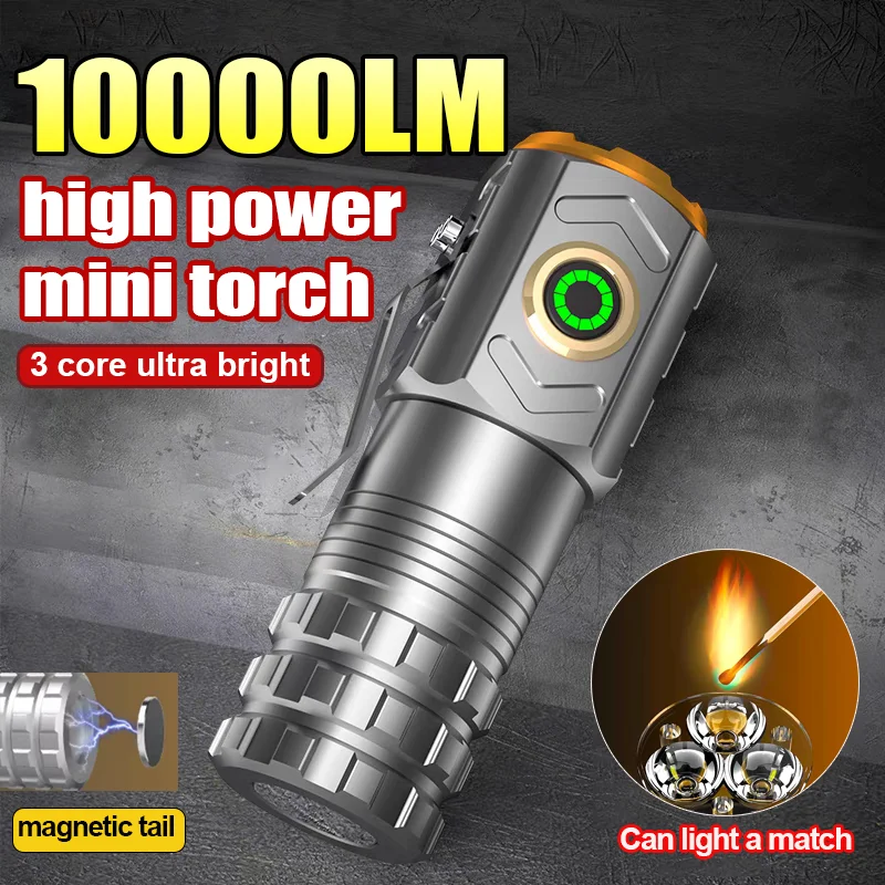 10000LM Ultra Bright Led Flashlight 18500 Rechargeable Led Torch Portable Mini Hiking Tactical Flashlight 3Core High Power Torch
10000LM Ultra Bright Led Flashlight 18500 Rechargeable Led Torch Portable Mini Hiking Tactical Flashlight 3Core High Power Torch