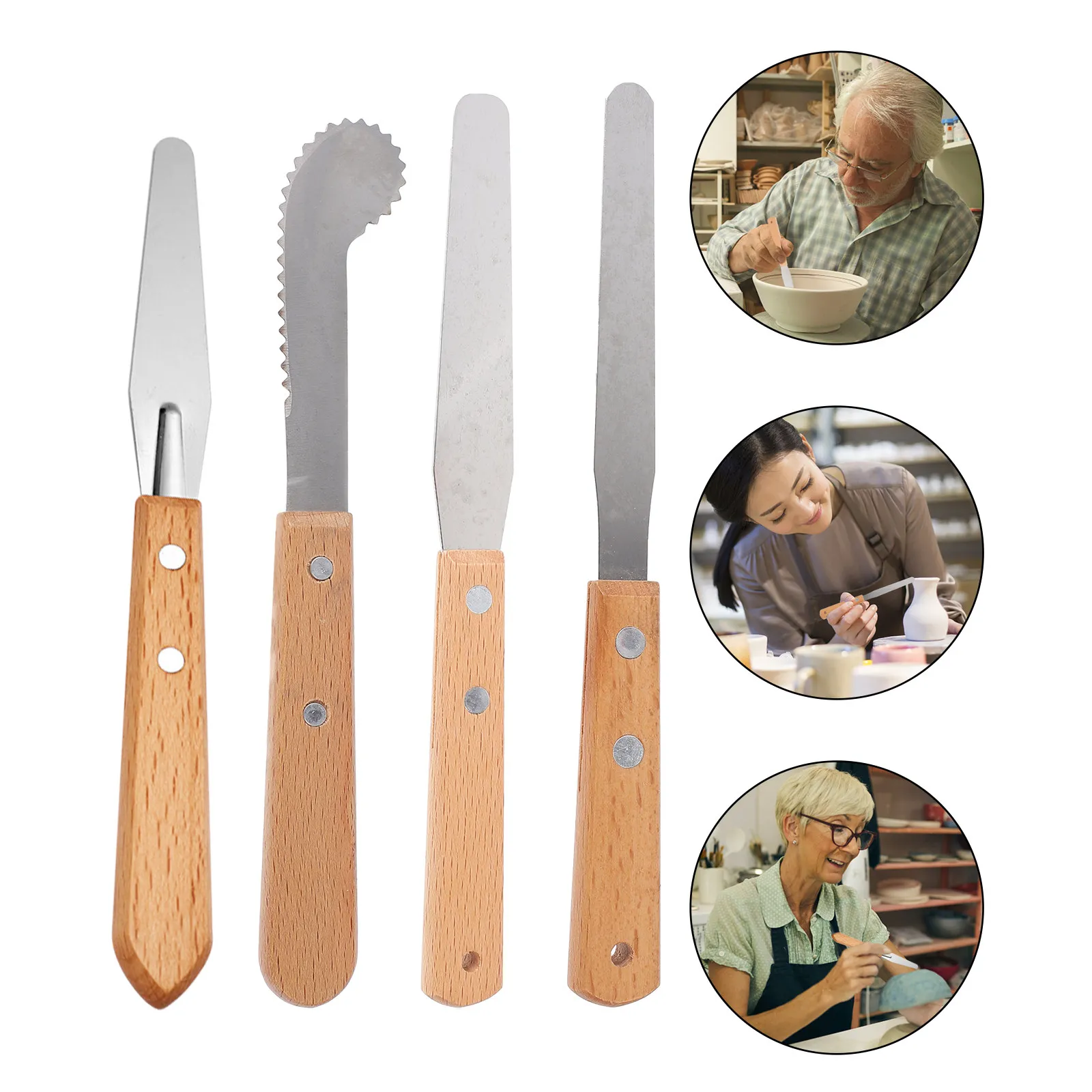 4Pcs Stainless Steel Palette Knife with Wooden Handle Sculpting Tool Set for Clay Modeling Pottery Ceramic Art DIY Craft
4Pcs Stainless Steel Palette Knife with Wooden Handle Sculpting Tool Set for Clay Modeling Pottery Ceramic Art DIY Craft
