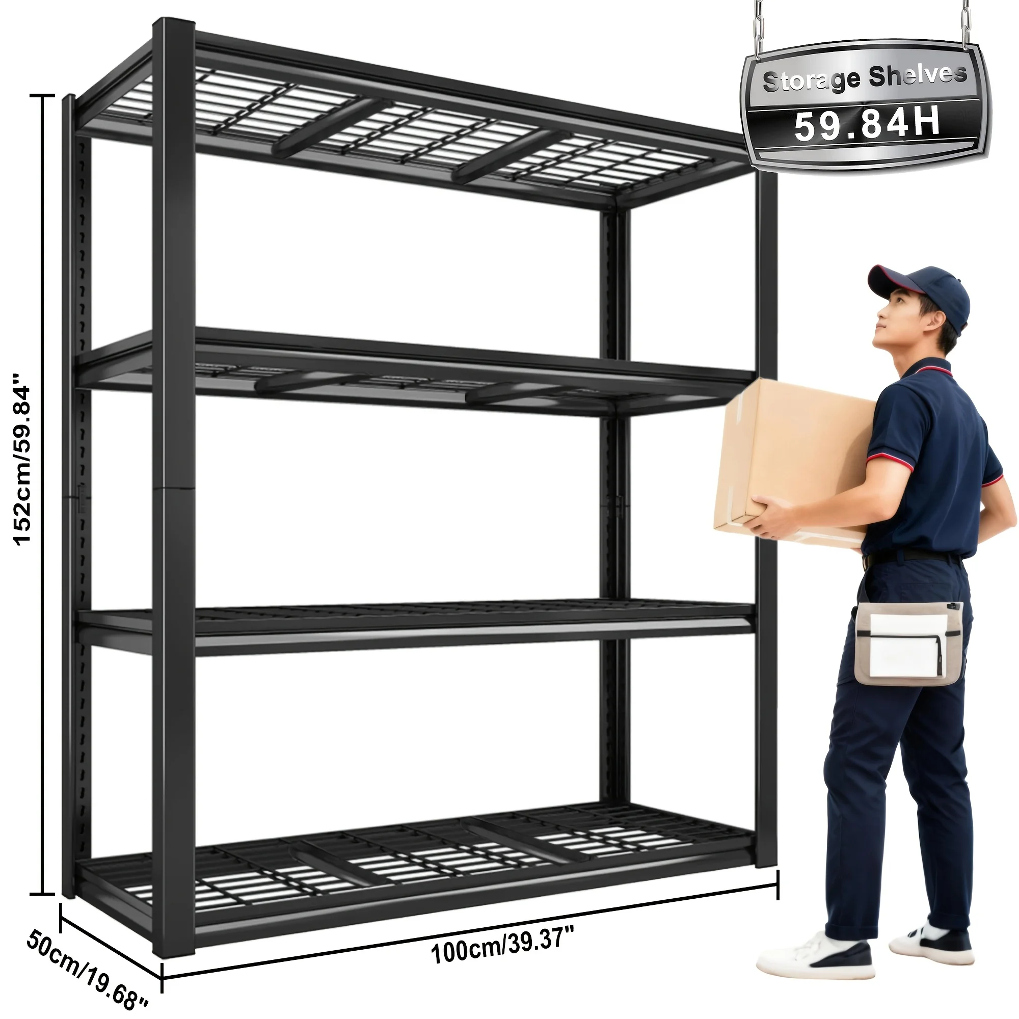 Robust 4-Shelf Industrial Metal Storage Rack - Supports 2500LB, Adjustable Height Heavy-Duty Shelving Unit, Dimensions 40"W X 19
Robust 4-Shelf Industrial Metal Storage Rack - Supports 2500LB, Adjustable Height Heavy-Duty Shelving Unit, Dimensions 40"W X 19