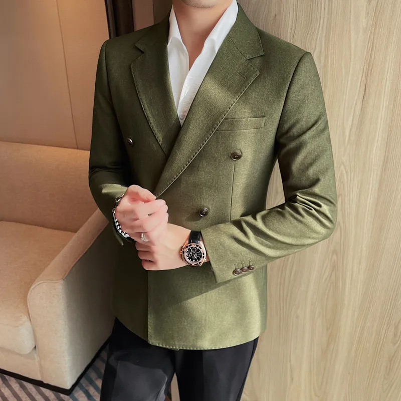 British Style Solid Color Men's Blazer 2024 Spring Double Breasted Slim Casual Business Dress Coats Tops Trend Social Streetwear
British Style Solid Color Men's Blazer 2024 Spring Double Breasted Slim Casual Business Dress Coats Tops Trend Social Streetwear