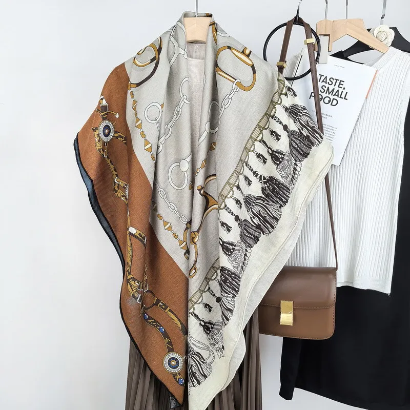 Luxury Silk Wool Scarf 135CM Double Faced Print Shawls Warm Soft Pashmina Wrap Stole Scarves Hand Rolled Edges Bandanas
Luxury Silk Wool Scarf 135CM Double Faced Print Shawls Warm Soft Pashmina Wrap Stole Scarves Hand Rolled Edges Bandanas