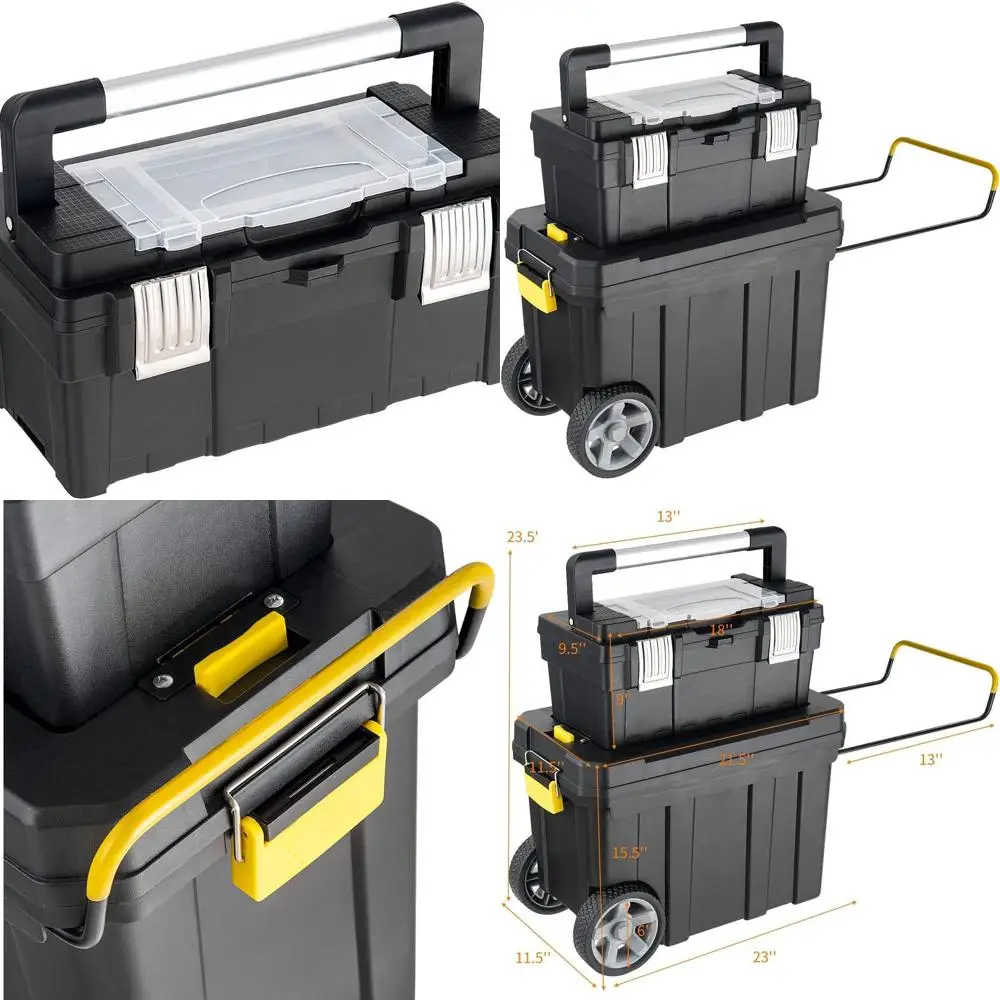 Stackable 2-in-1 Portable Rolling Tool Box with Wheels and Pull Handle for Mechanic Tool Organization and Small Parts Storage
Stackable 2-in-1 Portable Rolling Tool Box with Wheels and Pull Handle for Mechanic Tool Organization and Small Parts Storage
