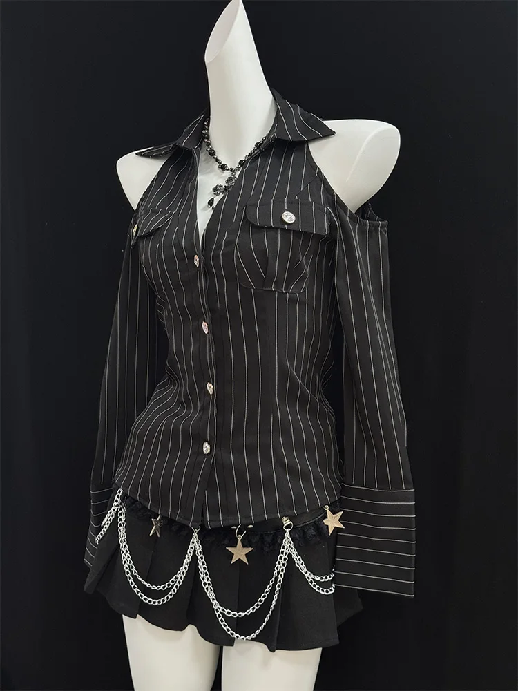 Faionable Bla Off-oulder Striped irt Vintage Design Sensation Small ence Autumn Winter New Sle Cotton Long S...
Faionable Bla Off-oulder Striped irt Vintage Design Sensation Small ence Autumn Winter New Sle Cotton Long S...