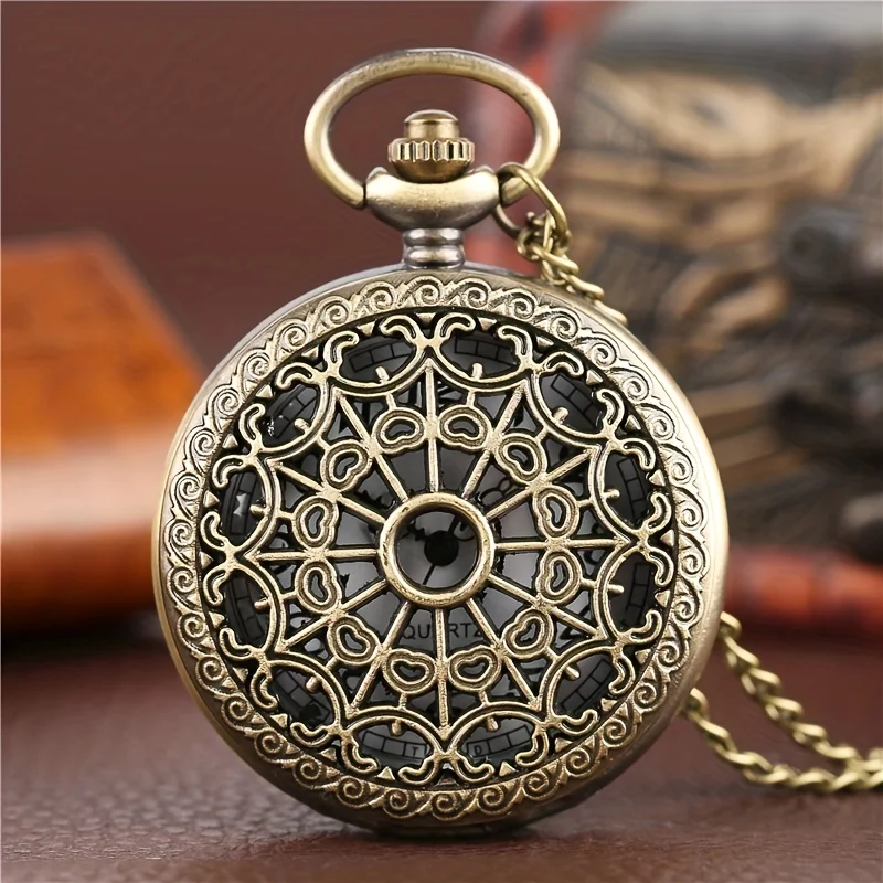 Hollow Bronze and Black Spider Web Pattern Quartz Pocket Watch, Exquisite Watch For Men Women Kids Fans Souvenir Students Gifts
Hollow Bronze and Black Spider Web Pattern Quartz Pocket Watch, Exquisite Watch For Men Women Kids Fans Souvenir Students Gifts