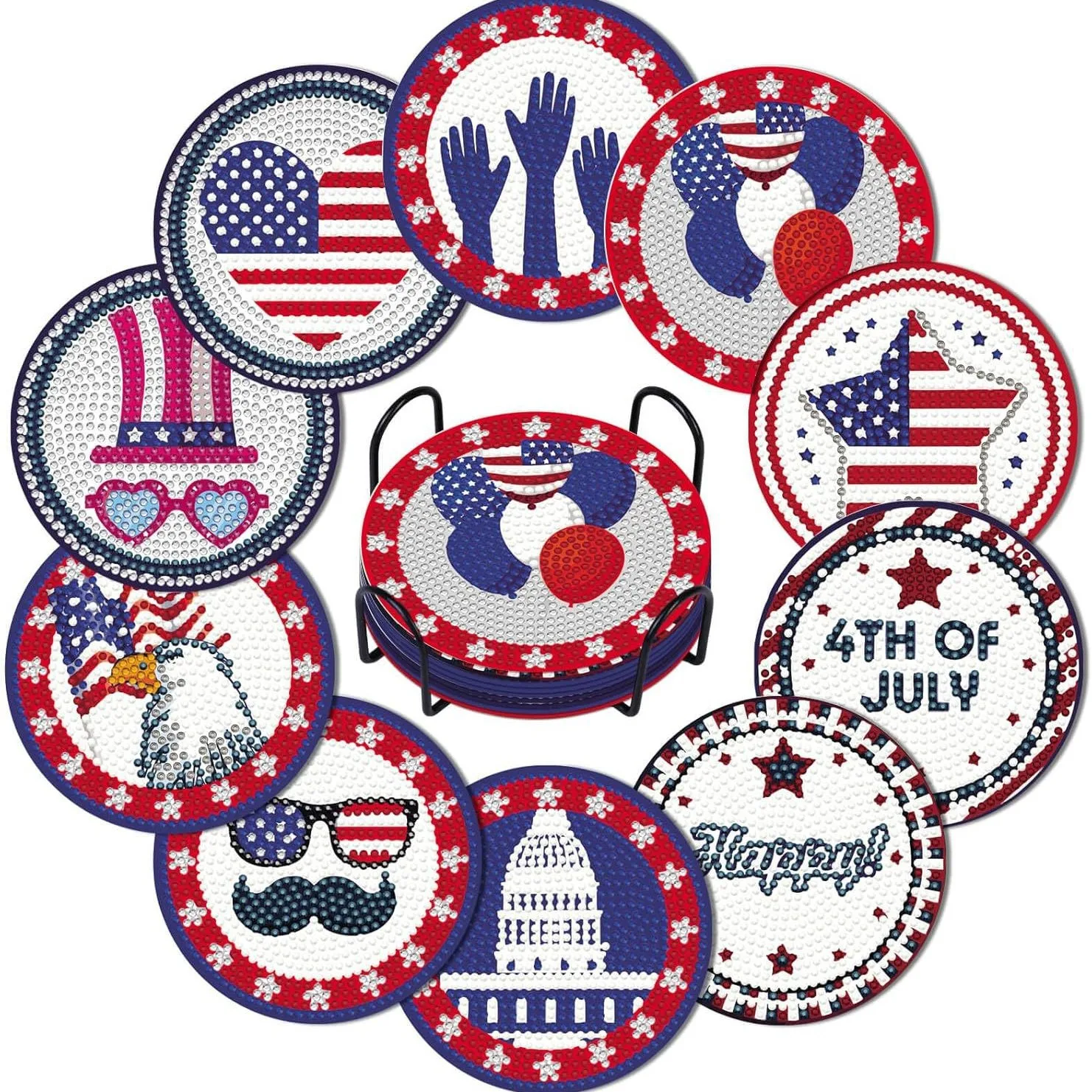 8PCS American Independence Day DIY Diamond Painting Coasters with Holder, 5D USA Flag Handmade Cup Mat for Home Decor 4th of Jul
8PCS American Independence Day DIY Diamond Painting Coasters with Holder, 5D USA Flag Handmade Cup Mat for Home Decor 4th of Jul