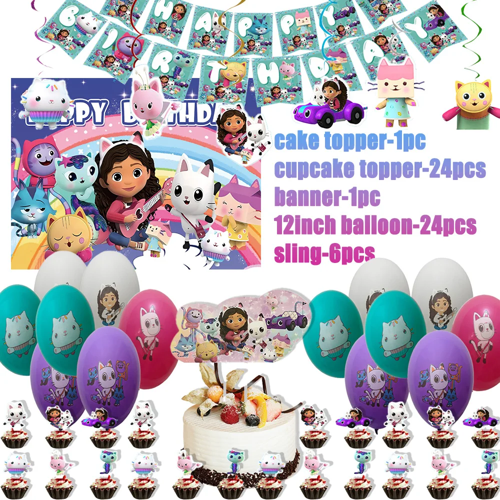 Cartoon Gabby Doll House Theme Birthday Party Supplies Decor Gabby Balloon Backdrop Cupcake Toppers for Girls Kids Baby Gifts
Cartoon Gabby Doll House Theme Birthday Party Supplies Decor Gabby Balloon Backdrop Cupcake Toppers for Girls Kids Baby Gifts