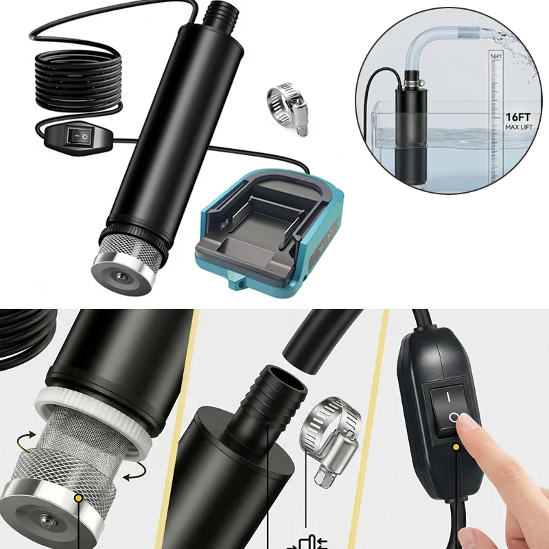 Powered Water Transfer Pump for Makita 18V Li-ion Battery 635GPH 100W Submersible Water Pump For Garden,Camping,Kiddie Pool
Powered Water Transfer Pump for Makita 18V Li-ion Battery 635GPH 100W Submersible Water Pump For Garden,Camping,Kiddie Pool