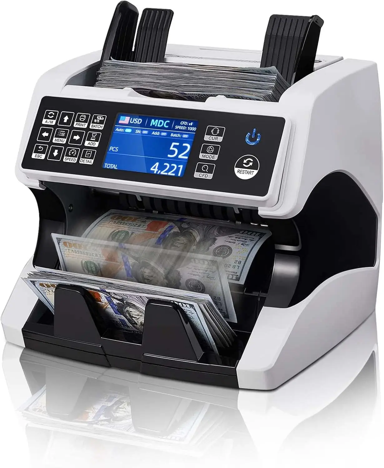 MUNBYN IMC01 Bank Grade Money Counter Machine Mixed Denomination, 2CIS/UV/IR/MG/MT Counterfeit Detection, Serial Number, MUL
MUNBYN IMC01 Bank Grade Money Counter Machine Mixed Denomination, 2CIS/UV/IR/MG/MT Counterfeit Detection, Serial Number, MUL