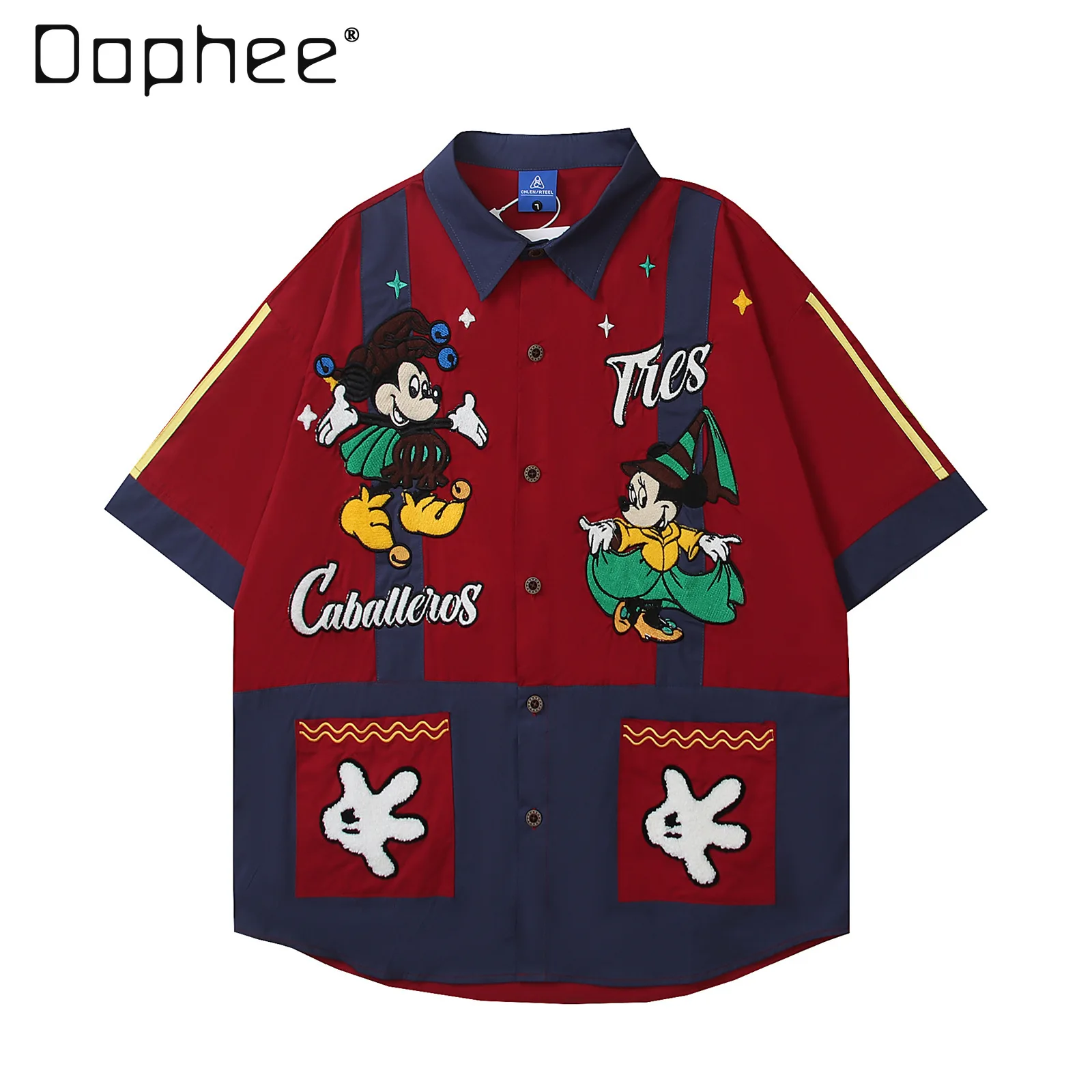 American Retro Contrasting Colors Cute Cartoon Embroidered Short-sleeved Shirt Men's and Women's Summer Fashion Loose Shirt
American Retro Contrasting Colors Cute Cartoon Embroidered Short-sleeved Shirt Men's and Women's Summer Fashion Loose Shirt