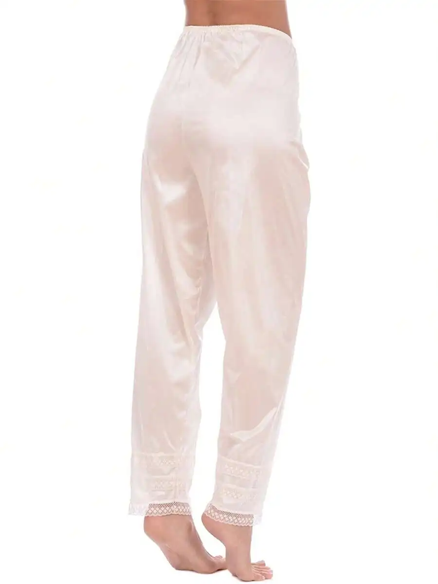 Womens Satin Lace Trim Sleep Pants Ankle Length Elastic Waist Culotte Slip
Womens Satin Lace Trim Sleep Pants Ankle Length Elastic Waist Culotte Slip