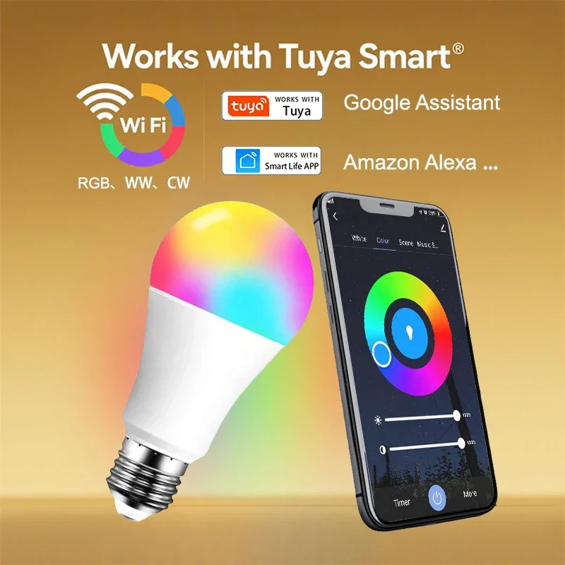 Tuya Wifi BLE Smart Led Light Bulb Alexa Led Lamp E27 RGB 85-265V Smart Lamps For Google Assistant Smart Life
Tuya Wifi BLE Smart Led Light Bulb Alexa Led Lamp E27 RGB 85-265V Smart Lamps For Google Assistant Smart Life