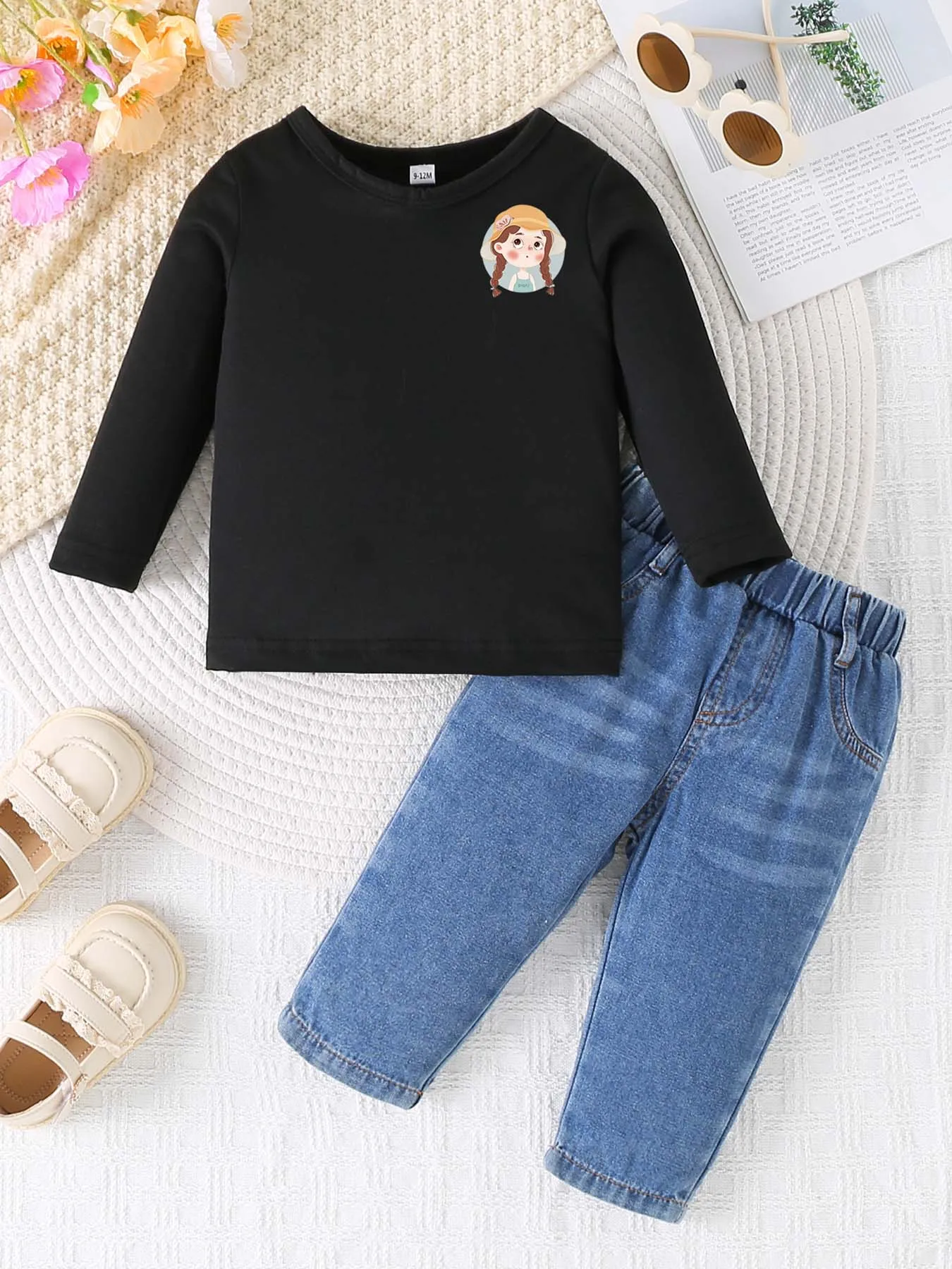 0-3 year old summer newborn new solid color printed pullover sweater with round neck long sleeved T-shirt+denim warehouse set,
0-3 year old summer newborn new solid color printed pullover sweater with round neck long sleeved T-shirt+denim warehouse set,