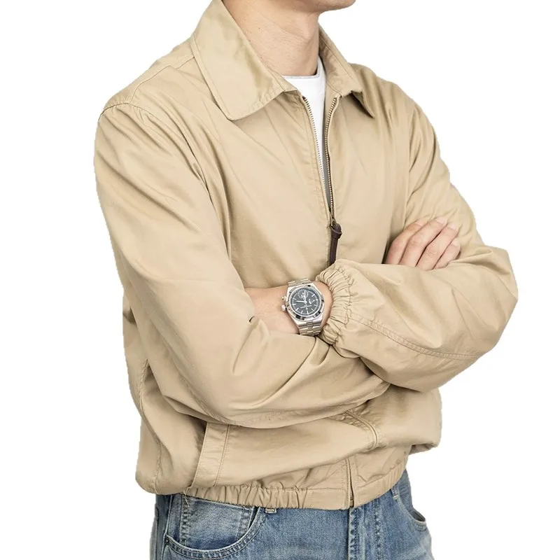 Spring Autumn Classic Khaki Retro Workwear Jacket Zipper Thin Style Collar Washed Men's Outerwear Polyester Fiber
Spring Autumn Classic Khaki Retro Workwear Jacket Zipper Thin Style Collar Washed Men's Outerwear Polyester Fiber