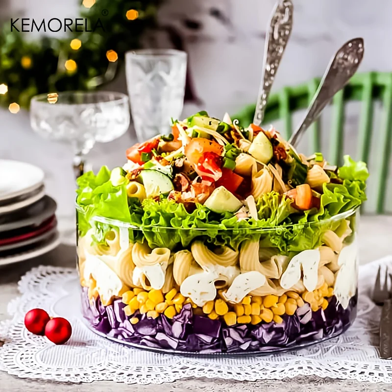 1 шт., прозрачная большая стеклянная салатница, боросиликатная миска для микроволновой печи и мытья в посудомоечной машине, сервировочная миска для фруктов