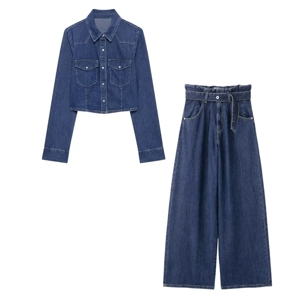 LIBIELIY Women's Short Denim Shirt With Belt And Paper Bag Decoration High Waisted Jeans Spring New Casual Women's Set
LIBIELIY Women's Short Denim Shirt With Belt And Paper Bag Decoration High Waisted Jeans Spring New Casual Women's Set