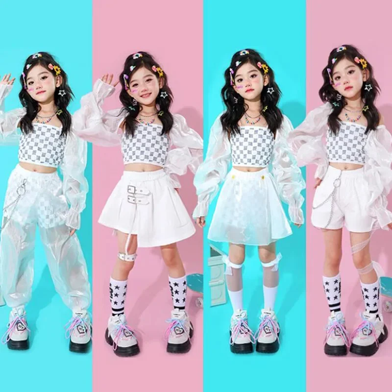 Girls Hip Hop Lace Crop Top Skirt Street Dance Vest Chiffon Pants Kids Elegant Clothes Sets Children White Streetwear Costumes
Girls Hip Hop Lace Crop Top Skirt Street Dance Vest Chiffon Pants Kids Elegant Clothes Sets Children White Streetwear Costumes