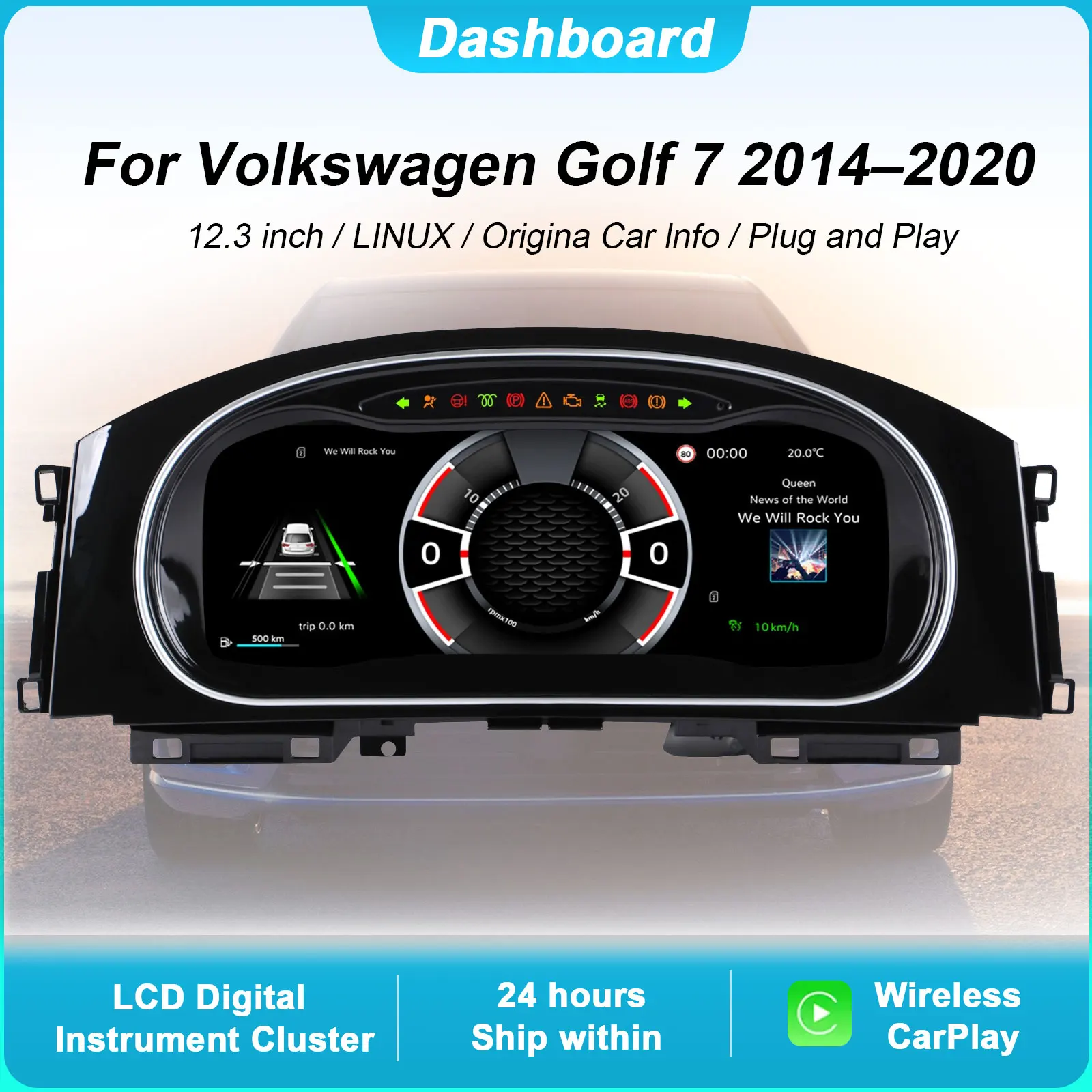 Цифровая приборная панель для Volkswagen Golf 7 2014-2020, спидометр, 12,3-дюймовый HD-экран 1920*720, поддержка CarPlay, Plug&Play
Цифровая приборная панель для Volkswagen Golf 7 2014-2020, спидометр, 12,3-дюймовый HD-экран 1920*720, поддержка CarPlay, Plug&Play