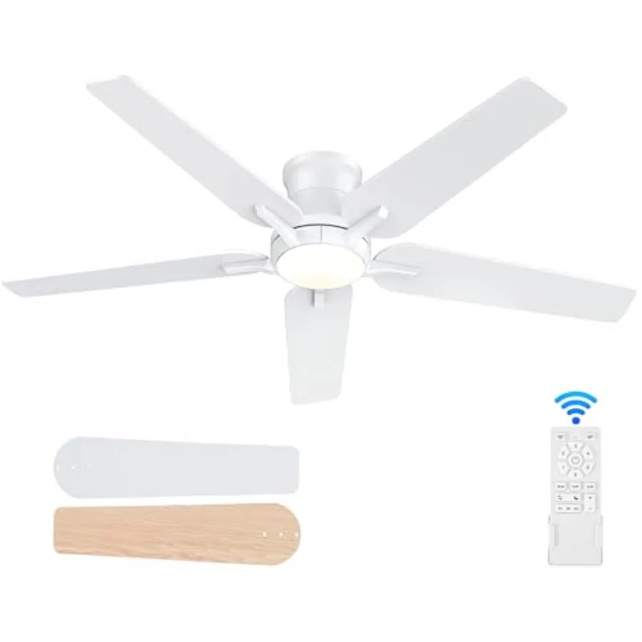 52 Inch White Ceiling Fans with Lights and Remote, Flush Mount Low Profile Ceiling Fan for Bedroom, Living Room, Patio, Dimmabl
52 Inch White Ceiling Fans with Lights and Remote, Flush Mount Low Profile Ceiling Fan for Bedroom, Living Room, Patio, Dimmabl
