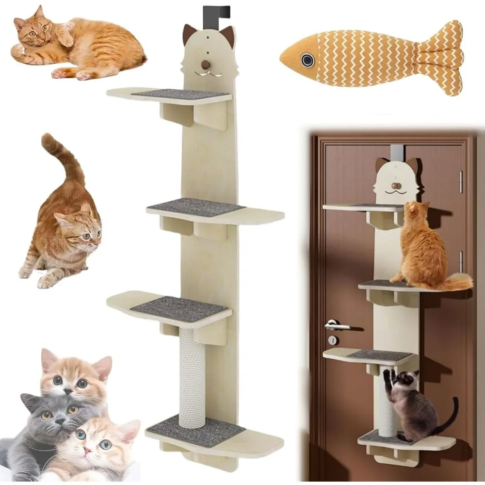 Door Hanging Cat Shelf,59in/67in 4-Levels Hanging Over Door Cat Shelf,Doors cats tree with Removable Soft Mat, Scratching Post,
Door Hanging Cat Shelf,59in/67in 4-Levels Hanging Over Door Cat Shelf,Doors cats tree with Removable Soft Mat, Scratching Post,