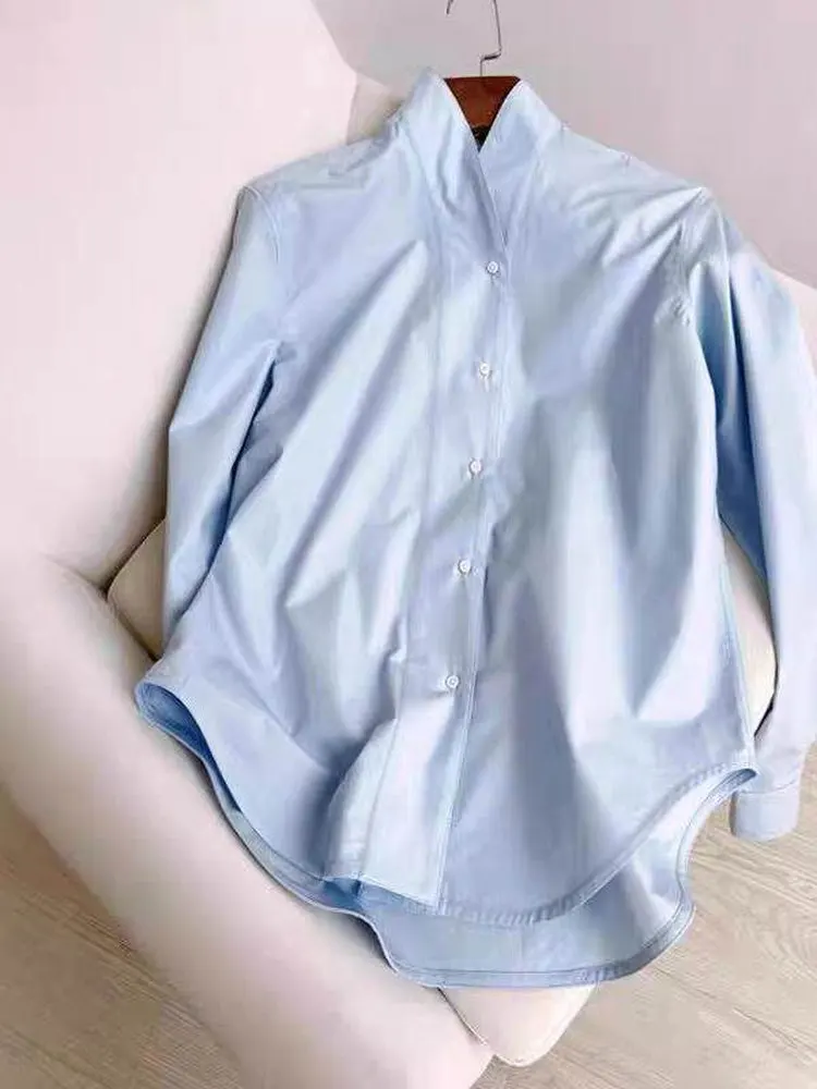 Elegant Blue Long Sleeve V-Neck Women's Shirt Layering Commute Style Cotton Casual Fashion Spring Season Button Closure
Elegant Blue Long Sleeve V-Neck Women's Shirt Layering Commute Style Cotton Casual Fashion Spring Season Button Closure