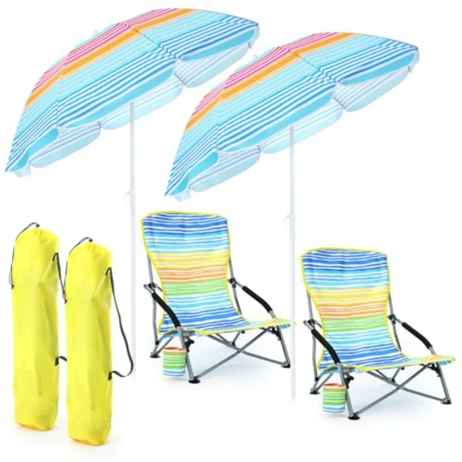 Beach chairs with umbrella for adults: lightweight folding set, adjustable detachable umbrella, multicolor fabric, portable wit
Beach chairs with umbrella for adults: lightweight folding set, adjustable detachable umbrella, multicolor fabric, portable wit