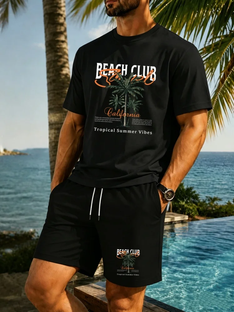 California Beach Club Palm Tree Printed High Quality Soft Men's T-shirt Set, the perfect choice for summer tropical casual style
California Beach Club Palm Tree Printed High Quality Soft Men's T-shirt Set, the perfect choice for summer tropical casual style