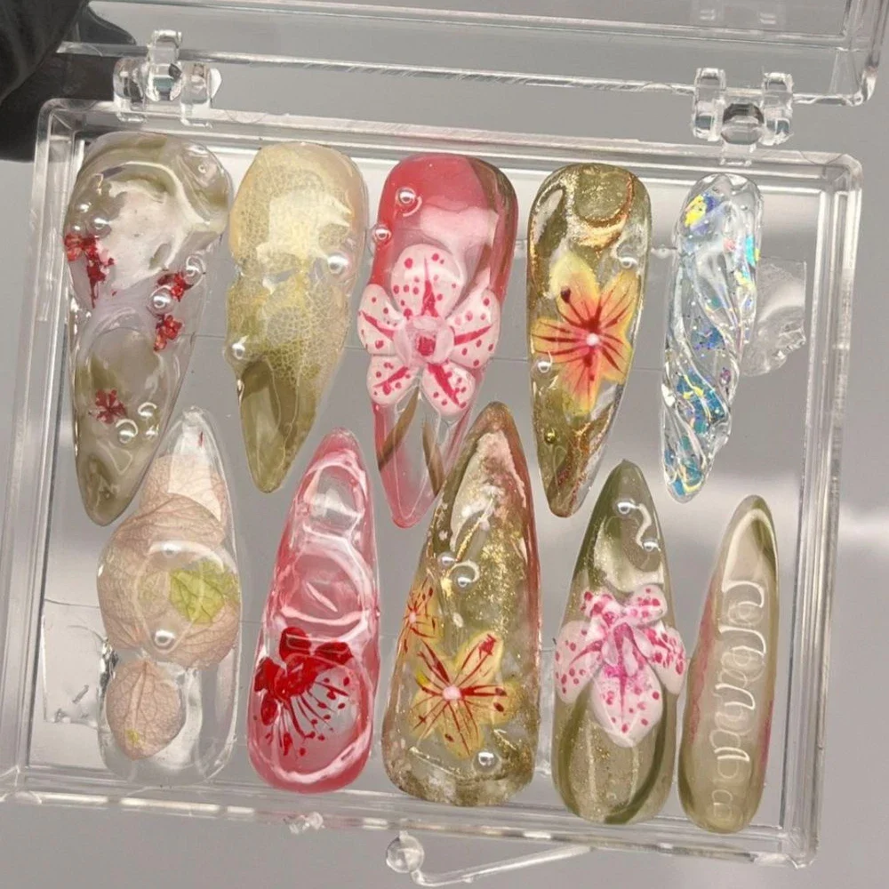 Stiletto Green Gold 3D Gel Flower Press On Nails Art Party Sticker Dried Flower High-End Handwork Customizable Fake Nails Gift
Stiletto Green Gold 3D Gel Flower Press On Nails Art Party Sticker Dried Flower High-End Handwork Customizable Fake Nails Gift