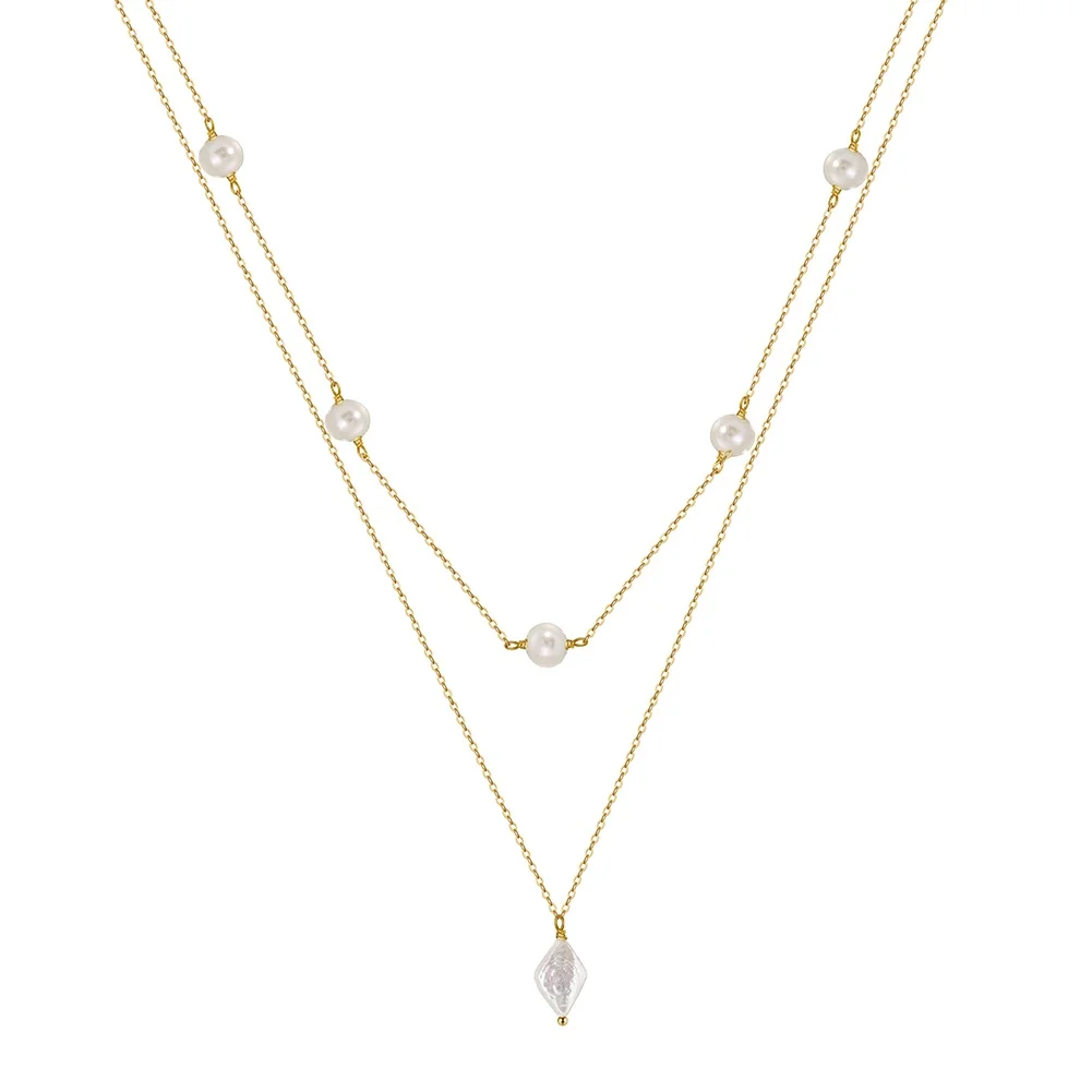 2024 fashion 2 layer Natural freshwater pearl necklace jewelry 925 sterling silver Square shape pearl pendant necklace for women
2024 fashion 2 layer Natural freshwater pearl necklace jewelry 925 sterling silver Square shape pearl pendant necklace for women