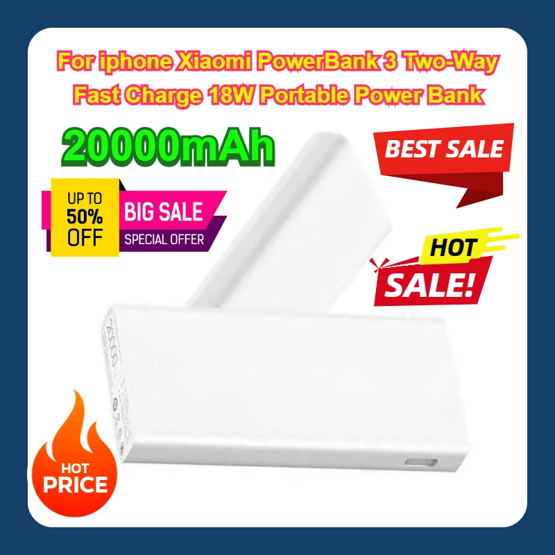 For iphone Xiaomi PowerBank 3 Two-Way Fast Charge 18W Portable Power Bank 20000mAh
For iphone Xiaomi PowerBank 3 Two-Way Fast Charge 18W Portable Power Bank 20000mAh