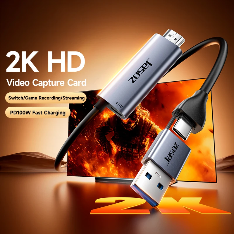 USB 3.0 2K@30Hz Video Capture Card HDMI to USB-A/Type-C Capture Cable PD 100W for Quest 3 Switch Gaming Live Streaming Recorder
USB 3.0 2K@30Hz Video Capture Card HDMI to USB-A/Type-C Capture Cable PD 100W for Quest 3 Switch Gaming Live Streaming Recorder