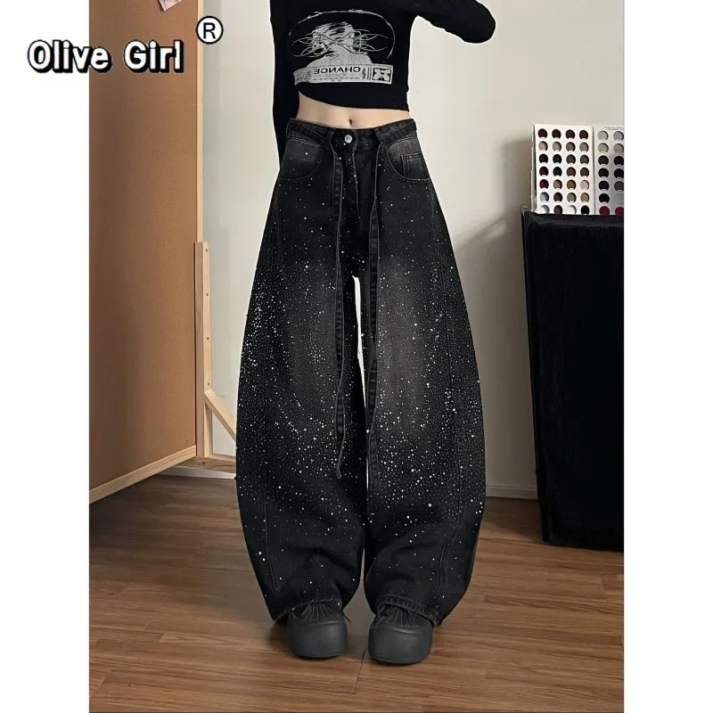 Olivegirl Full Sky Star Hot Diamond Black Wide Leg Denim Jeans Women's Pants Trousers 2026 Spring Summer High Waist Crescent
Olivegirl Full Sky Star Hot Diamond Black Wide Leg Denim Jeans Women's Pants Trousers 2026 Spring Summer High Waist Crescent