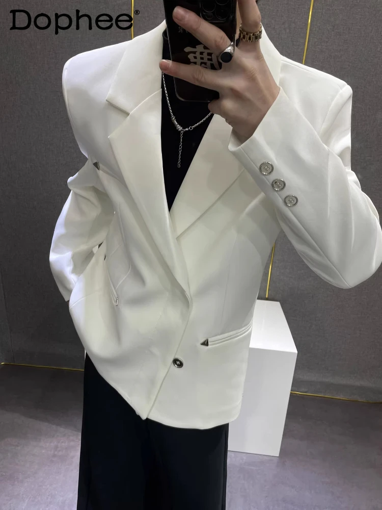 Men's 2025 Autumn New Loose High-End Trendy Suit Jackets Light Luxury Design Solid Color Blazers Male Handsome Tailored Coats
Men's 2025 Autumn New Loose High-End Trendy Suit Jackets Light Luxury Design Solid Color Blazers Male Handsome Tailored Coats