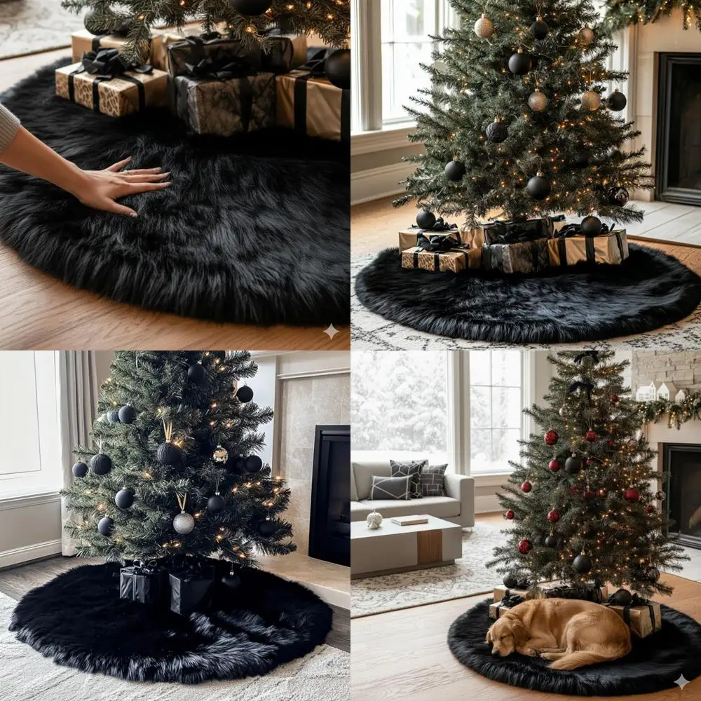 Black Faux Fur Christmas Tree Skirt, 24 Inch, Plush Holiday Decor for Festive Xmas Parties and Home Decorations
Black Faux Fur Christmas Tree Skirt, 24 Inch, Plush Holiday Decor for Festive Xmas Parties and Home Decorations