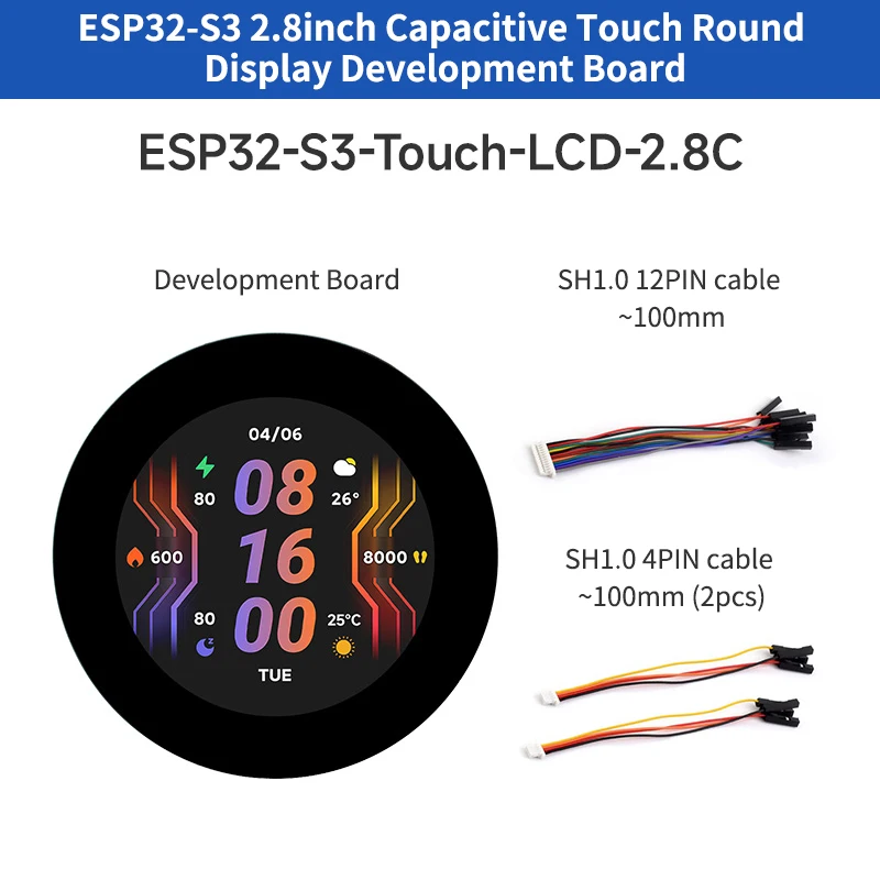 ESP32-S3 2,8-дюймовый круглый сенсорный ЖК-дисплей, макетная плата, 32-битный двухъядерный процессор LX7 для ArduinoI DE ESP-IDF
ESP32-S3 2,8-дюймовый круглый сенсорный ЖК-дисплей, макетная плата, 32-битный двухъядерный процессор LX7 для ArduinoI DE ESP-IDF