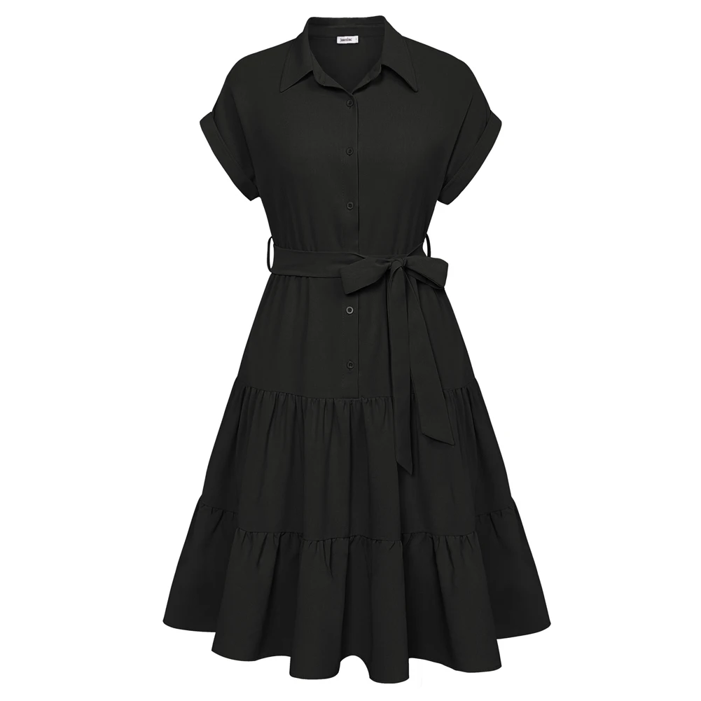 Jasambac Women Layered Ruffled Skirt Button Front Shirt Dress Side Slip Pockets Casual Lapel Collar Elastic Waist A Line Dress
Jasambac Women Layered Ruffled Skirt Button Front Shirt Dress Side Slip Pockets Casual Lapel Collar Elastic Waist A Line Dress