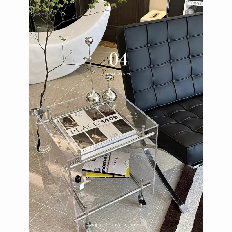 Transparent acrylic trolley ins wind coffee table living room Internet celebrity storage mobile bedside table Stainless steel
Transparent acrylic trolley ins wind coffee table living room Internet celebrity storage mobile bedside table Stainless steel