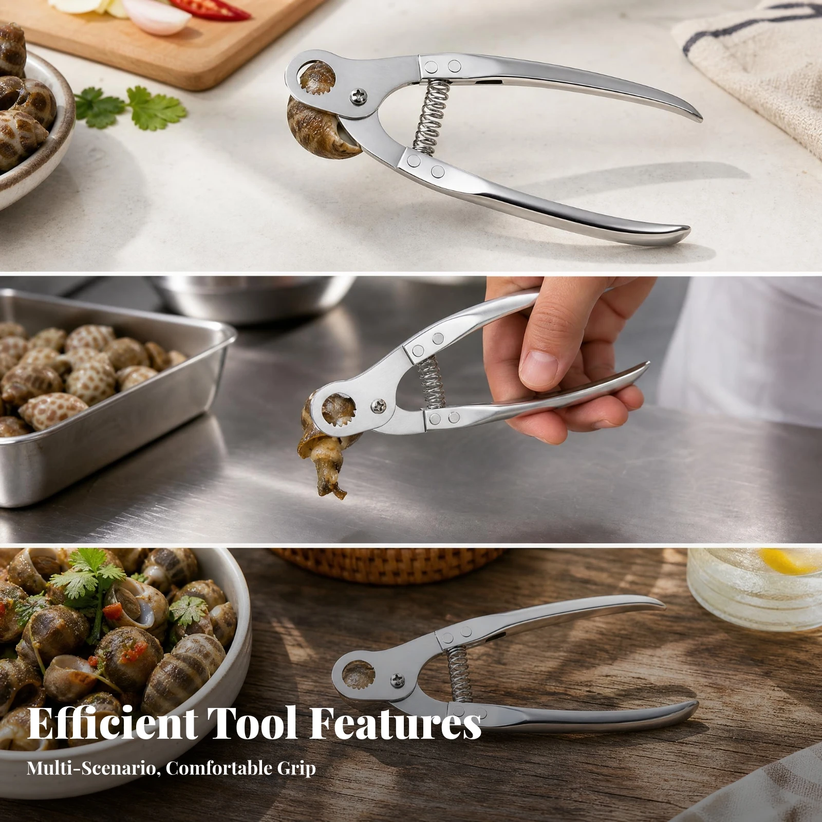 One-Hand Use Spring-Loaded Snail Pliers Silver Finish Snail Tail Cutter Pliers Manual Tool Stainless Steel
One-Hand Use Spring-Loaded Snail Pliers Silver Finish Snail Tail Cutter Pliers Manual Tool Stainless Steel