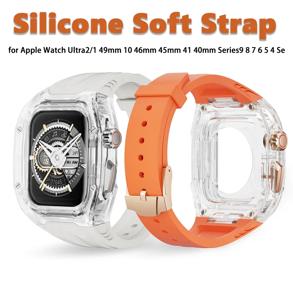 Silicone Soft Band for Apple Watch Ultra2/1 49mm 10 46mm 45mm 41 40mm Luxury Sports Strap for IWatch Series9 8 7 6 5 4 Se Correa
Silicone Soft Band for Apple Watch Ultra2/1 49mm 10 46mm 45mm 41 40mm Luxury Sports Strap for IWatch Series9 8 7 6 5 4 Se Correa