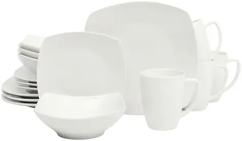 Home Zen Buffet 16-Piece Dinnerware Set, White Square Plates, Bowls & Mugs, Service for 4
Home Zen Buffet 16-Piece Dinnerware Set, White Square Plates, Bowls & Mugs, Service for 4