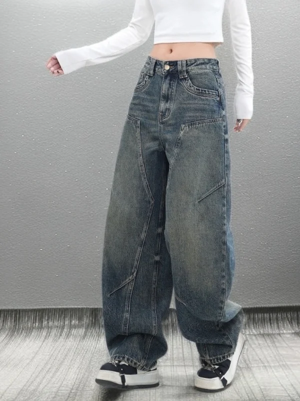 High Waist Patchwork Denim Pants Loose Fit Wide Leg Design Spring Collection Women's Premium Faion Casual Jeans
High Waist Patchwork Denim Pants Loose Fit Wide Leg Design Spring Collection Women's Premium Faion Casual Jeans