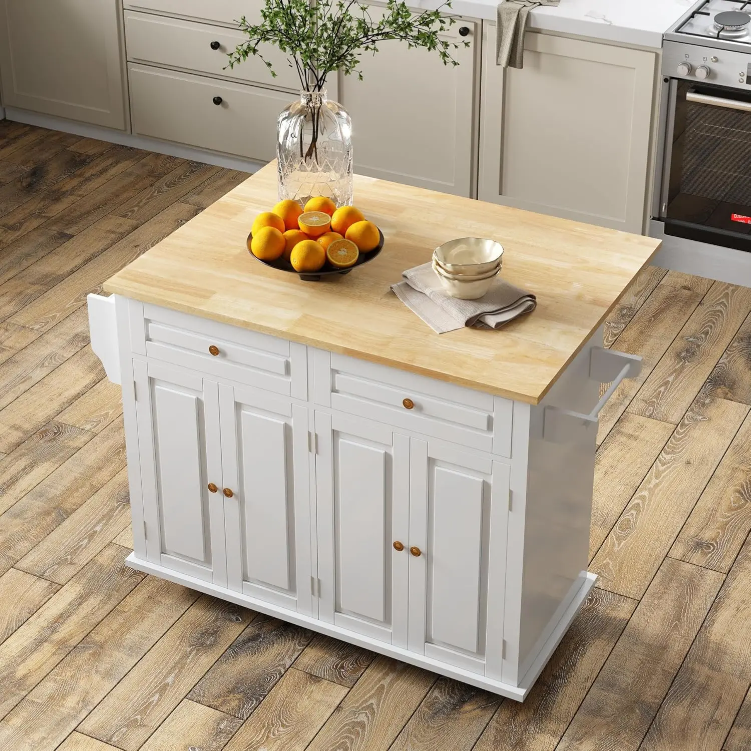 Rolling Kitchen Island with Drop Leaf, Mobile Kitchen Carts on Wheel with Storage Cabinet, Drop Leaf Island Table for Kitchen
Rolling Kitchen Island with Drop Leaf, Mobile Kitchen Carts on Wheel with Storage Cabinet, Drop Leaf Island Table for Kitchen