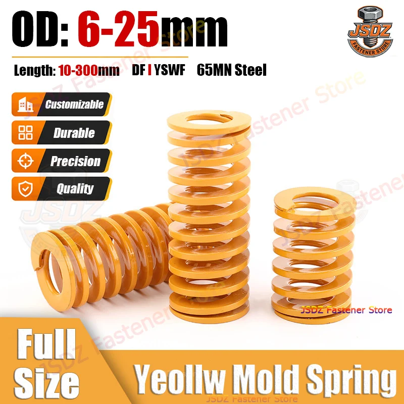 1pcs OD 6/8/10/12/14/16/18/20/2225mm Yellow Mold Spring Die Compression Spring Loading Length 10-300mm Flat Wire Spring DF/YSWF
1pcs OD 6/8/10/12/14/16/18/20/2225mm Yellow Mold Spring Die Compression Spring Loading Length 10-300mm Flat Wire Spring DF/YSWF