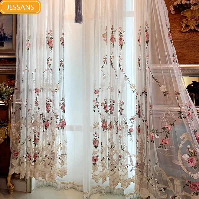 High Grade Peony Embroidered White Window Screen Curtains for Living Room Bedroom French Window Balcony Window Customized
High Grade Peony Embroidered White Window Screen Curtains for Living Room Bedroom French Window Balcony Window Customized