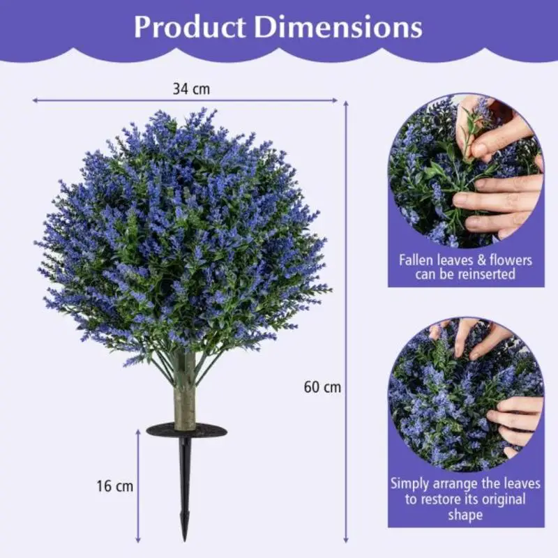 Set of 2 Artificial Lavender Topiary Ball Trees with Ground Spikes
Set of 2 Artificial Lavender Topiary Ball Trees with Ground Spikes