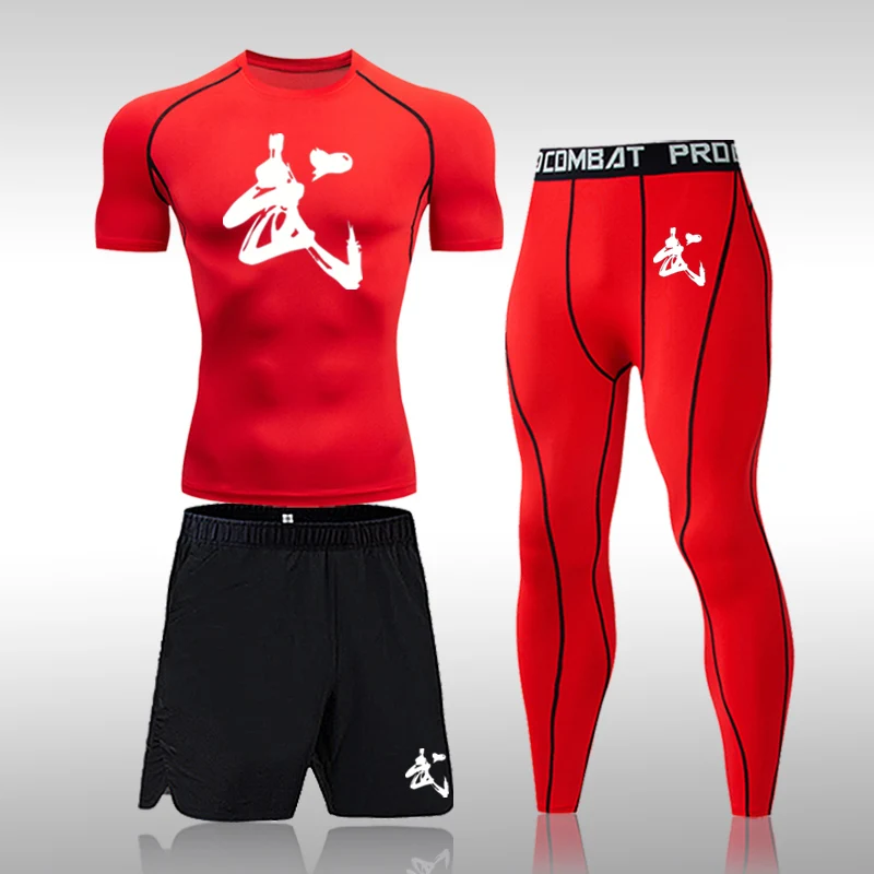 Men's 3 Piece Set Running Sports Suit MMA Rashgard Male Quick Drying Sportswear Compression Clothing Fitness Training Tracksuit
Men's 3 Piece Set Running Sports Suit MMA Rashgard Male Quick Drying Sportswear Compression Clothing Fitness Training Tracksuit