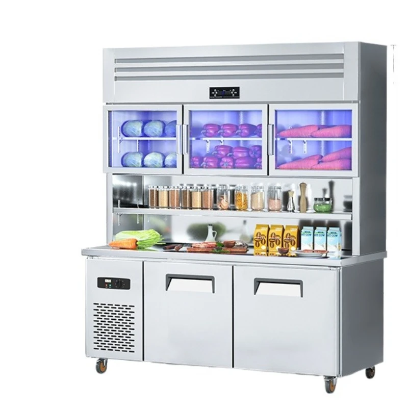 Multifunctional child and mother cabinet, stainless steel refrigerated and frozen double temperature workbench display cabinet
Multifunctional child and mother cabinet, stainless steel refrigerated and frozen double temperature workbench display cabinet