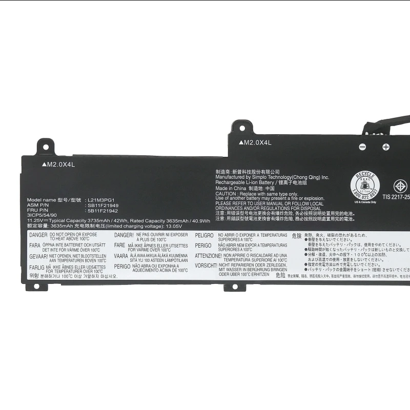 CP Laptop Battery L21L3PG1 L21D3PG1 L21L3PG1 L21M3PG1 For ThinkPad L14 Gen 3 L15 Gen 3 Series Notebook 11.25V/42WH 3735mAh
CP Laptop Battery L21L3PG1 L21D3PG1 L21L3PG1 L21M3PG1 For ThinkPad L14 Gen 3 L15 Gen 3 Series Notebook 11.25V/42WH 3735mAh