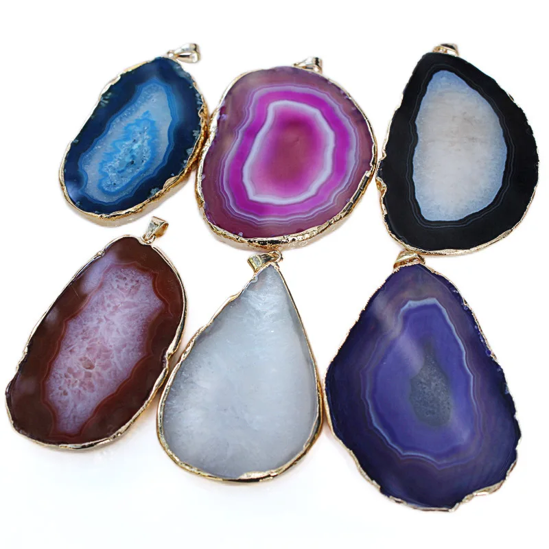 Natural Stone Colored Agate Slices Polished Cut Electroplated and Edged Irregular Raw Stone Gold-plated Necklace Jewelry Gift
Natural Stone Colored Agate Slices Polished Cut Electroplated and Edged Irregular Raw Stone Gold-plated Necklace Jewelry Gift