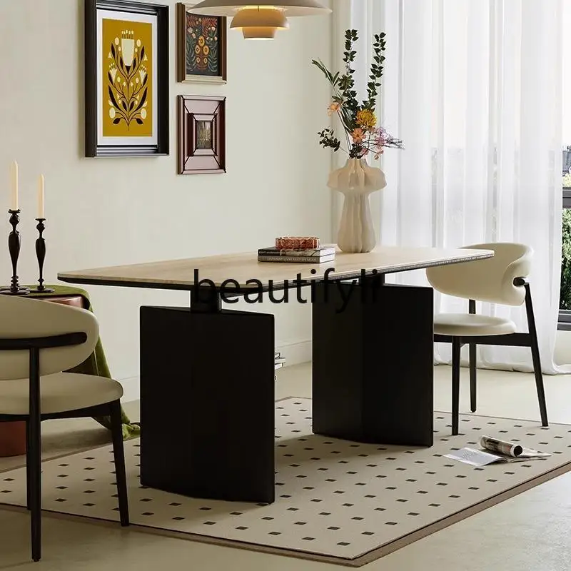 French retro solid wood dining table medium and ancient light luxury high-end cream wind rock board dining table
French retro solid wood dining table medium and ancient light luxury high-end cream wind rock board dining table